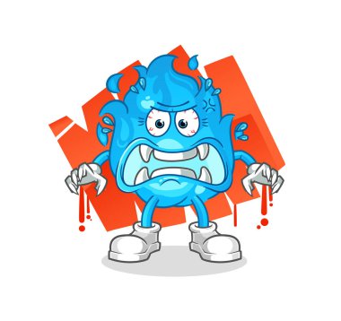 blue fire monster vector. cartoon character