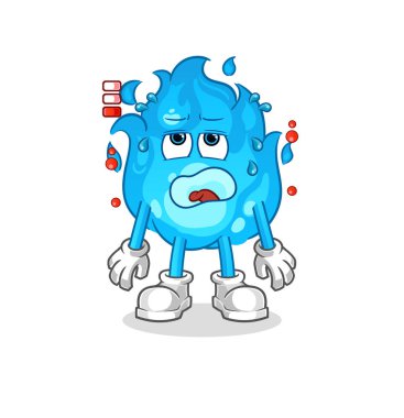 blue fire low battery mascot. cartoon vector
