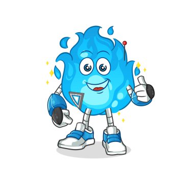 blue fire robot character. cartoon mascot vector