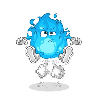 blue fire fart jumping illustration. character vector