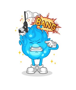 blue fire warning shot mascot. cartoon vector