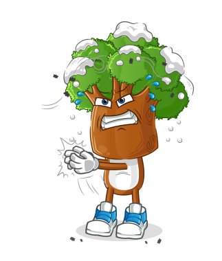 Ağaç başlı çizgi film karakteri. çizgi film vektörü