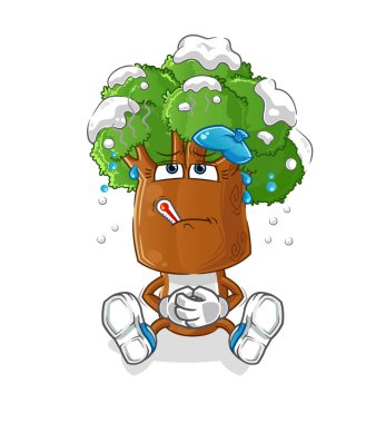 Ağaç kafalı hasta vektör. çizgi film karakteri