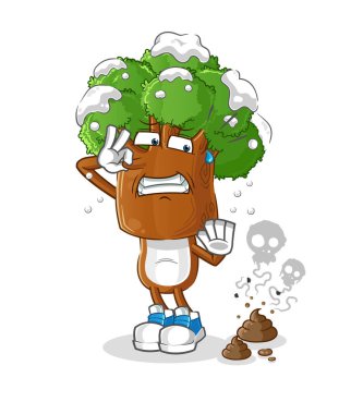 Kokuşmuş atık resimli ağaç kafalı çizgi film. karakter vektörü