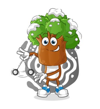 Ağaç başı çizgi filmi hipnotize ediyor. çizgi film maskotu vektörü