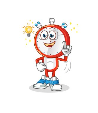 alarm clock head cartoon got an idea. mascot vector