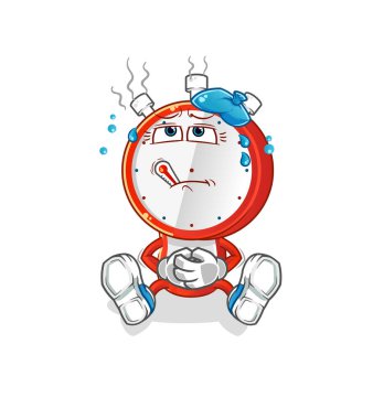 alarm clock head cartoon sick vector. cartoon character