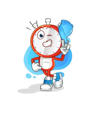 alarm clock head cartoon young boy character cartoon