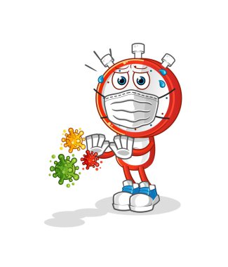 alarm clock head cartoon refuse viruses. cartoon mascot vector