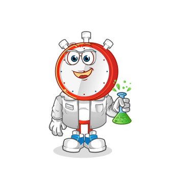 alarm clock head cartoon scientist character. cartoon mascot vector