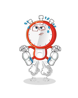 alarm clock head cartoon fart jumping illustration. character vector