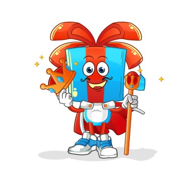 Hediye kafası çizgi film kralı vektörü. çizgi film karakteri