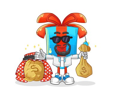 Hediye kafası çizgi filmi zengin Arap maskotu. çizgi film vektörü