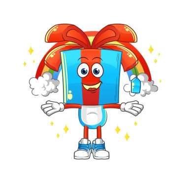 Gökkuşaklı hediye kafa çizgi filmi. çizgi film vektörü