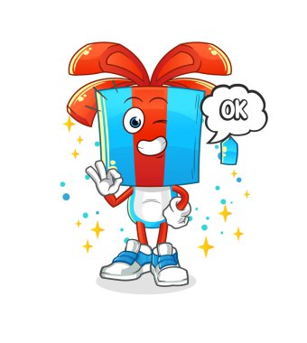 Hediye kafası çizgi filminin maskotu. çizgi film vektörü