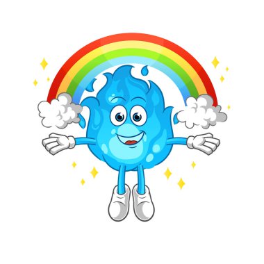 Gökkuşaklı mavi bir ateş. çizgi film vektörü