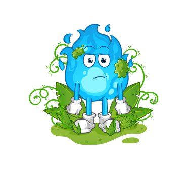 Mavi ateş çok uzun bir maskotu bekliyor. çizgi film vektörü