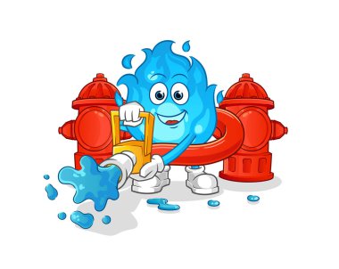 Mavi itfaiyeci vektörü. çizgi film karakteri