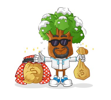 Ağaç kafalı çizgi film zengin Arap maskotu. çizgi film vektörü