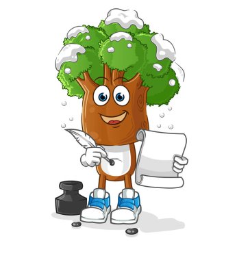 Ağaç başlı karikatür yazarı vektörü. çizgi film karakteri