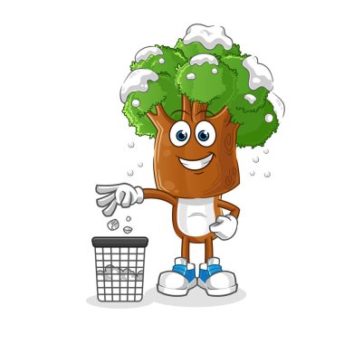 Ağaç kafalı çizgi film. Çöp maskotu at. çizgi film vektörü