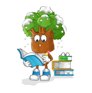 Ağaç başı çizgi filmi maskot çalışıyor. çizgi film vektörü