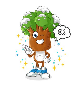 Ağaç kafalı çizgi film karakteri de aynı fikirde. çizgi film vektörü