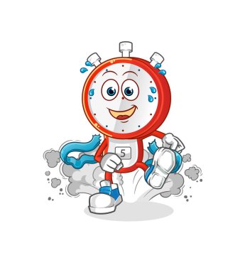 Çalar saat kafalı çizgi film karakteri. çizgi film maskotu vektörü