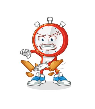 Çalar saat kafalı karate maskotu. çizgi film vektörü