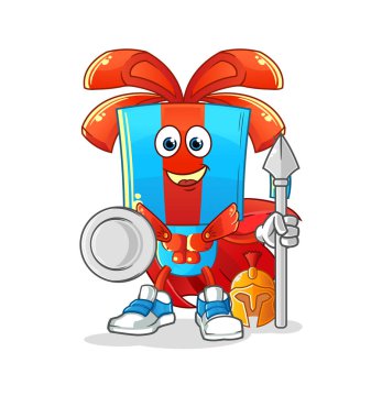 Hediye kafası çizgi film karakteri Spartan. maskot vektörü