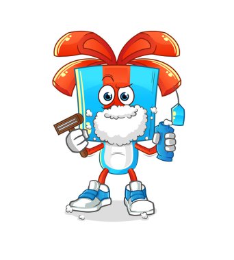 Hediye kafa çizgi filmi sakal traşı vektörü. çizgi film karakteri