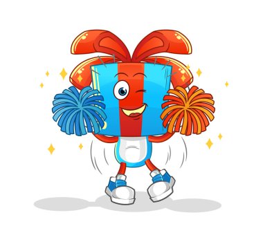 Hediye kafalı amigo kız. çizgi film maskotu vektörü