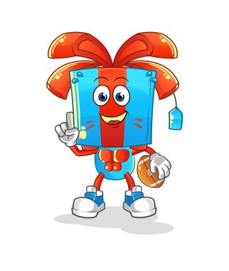 Rugby karakterini oynayan hediye kafalı bir çizgi film. çizgi film vektörü