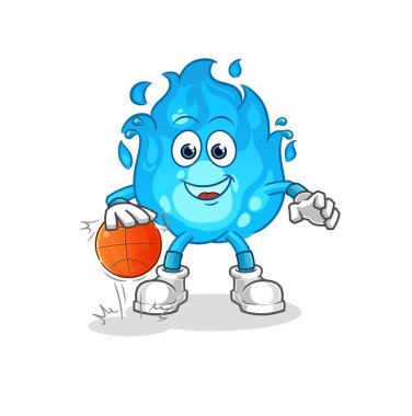 Mavi ateş basketbol karakterini etkiliyor. çizgi film maskotu vektörü