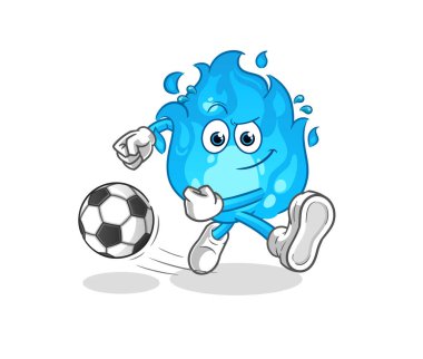 Mavi ateş çizgi filmi tekmeliyor. çizgi film maskotu vektörü