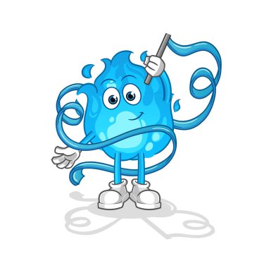 Mavi ateş Ritmik Jimnastik maskotu. çizgi film vektörü