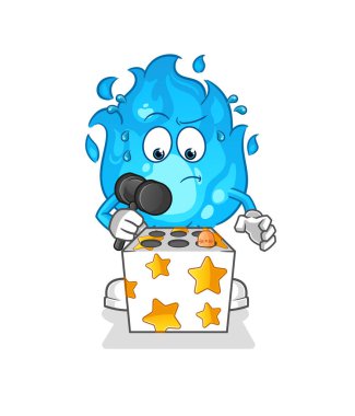 Mavi yangın oyunu bir köstebek maskotunu öldürdü. çizgi film vektörü