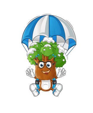 Ağaç kafalı çizgi film karakteri. çizgi film maskotu vektörü