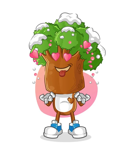 Tree Head Cartoon Fallin Love Vector Cartoon Character — Stock Vector