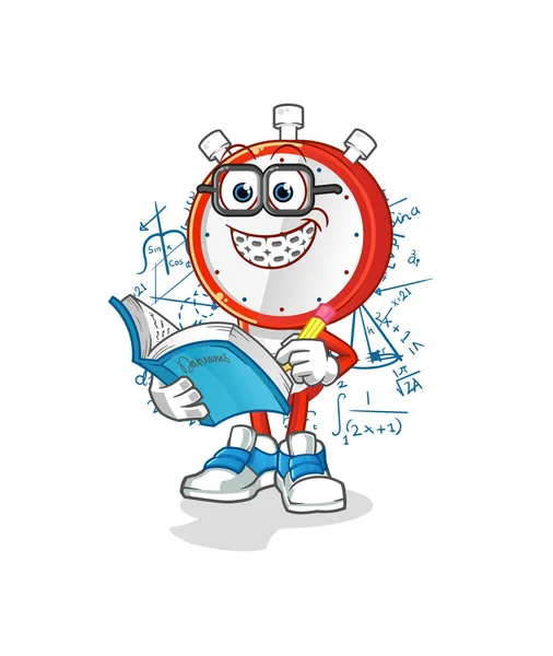 Alarm Clock Head Cartoon Geek Cartoon Mascot Vector — Vetor de Stock