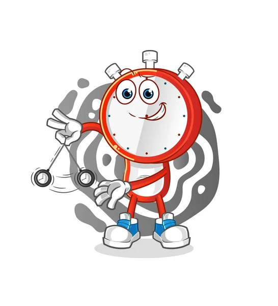 Alarm Clock Head Cartoon Hypnotizing Cartoon Mascot Vector — Stok Vektör