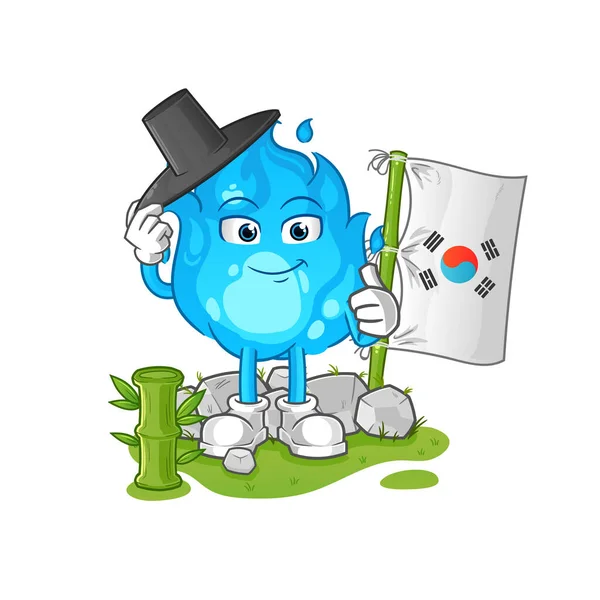 Personagem Coreano Fogo Azul Vetor Mascote Desenhos Animados — Vetor de Stock