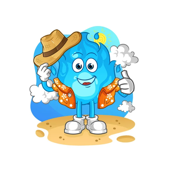 Blue Fire Vacation Cartoon Mascot Vector — Stock Vector