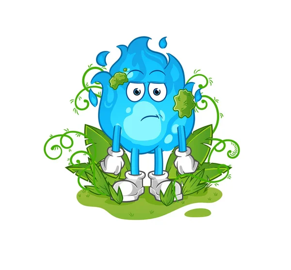 Mavi ateş çok uzun bir maskotu bekliyor. çizgi film vektörü