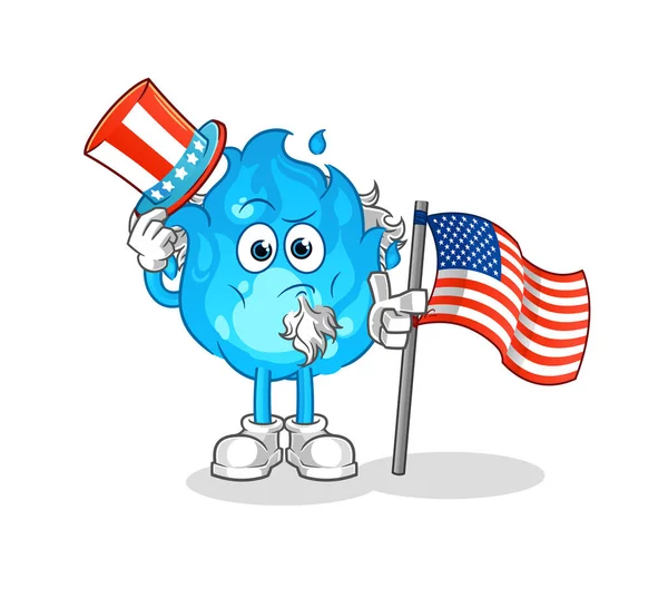 Blue Fire Uncle Sam Character Cartoon Mascot Vector — Stock Vector