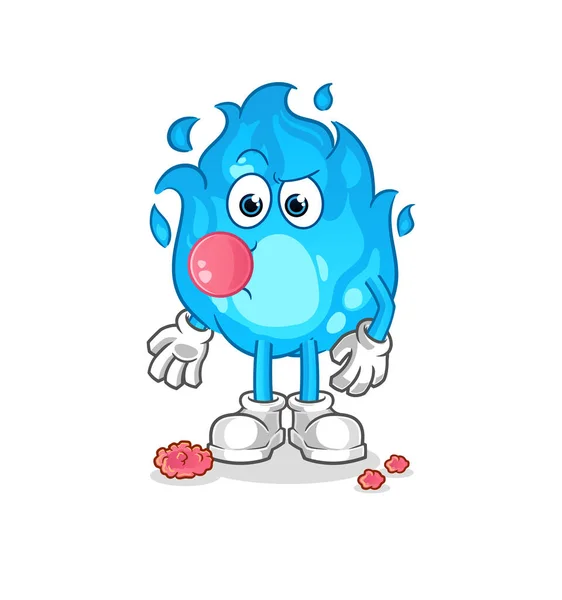 Blue Fire Chewing Gum Vector Cartoon Character — Stock Vector