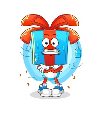 Hediye kafası çizgi filmi soğuk illüstrasyon. karakter vektörü