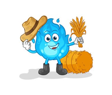 Mavi ateş çiftçisi maskotu. çizgi film vektörü