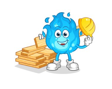 Mavi ateş yakma vektörü. çizgi film karakteri