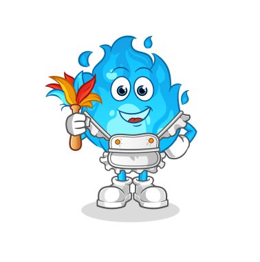 Mavi itfaiye maskotu. çizgi film vektörü